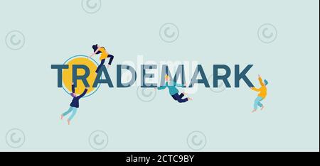 Trademark illustration. Business quality mark registered legal trade branding marketing word. Stock Vector