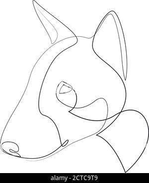 Bull Terrier vector Dog portrait. Continuous line. Dog line drawing Stock Vector