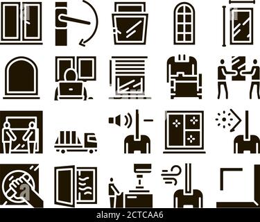 Pvc Window Frames Glyph Set Vector Stock Vector