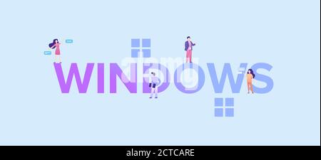 Windows illustration. Popular software technology for computer and mobile devices. Stock Vector