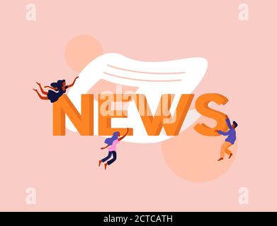 Global news illustration. Headline in latest informational newspaper important events of communication. Stock Vector