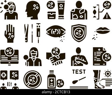 Dermatology Skin Care Glyph Set Vector Stock Vector