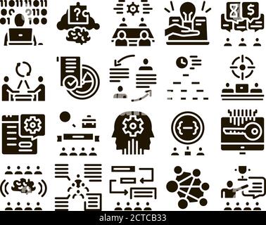 Hackathon Development Glyph Set Vector Stock Vector