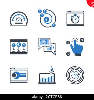 Seo and web opimization icons set Stock Vector