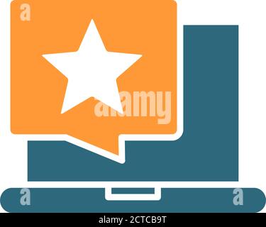 Laptop with star colored icon. Customer satisfaction, good service, positive feedback symbol Stock Vector