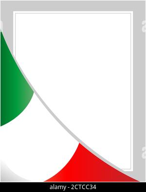 Italian flag corner frame background with empty space for your text. Stock Vector