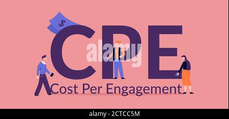 CPE cost per engagement illustration. Marketing advertising promotion business optimization. Stock Vector