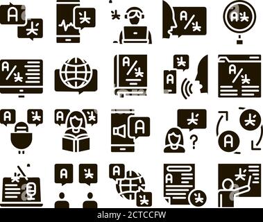 Interpreter Translator Glyph Set Vector Stock Vector