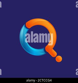 custom letter Q logo that contain a textured on the letter modern style Stock Vector