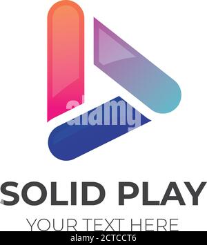 Abstract Play Icon Logo Design Template Stock Vector