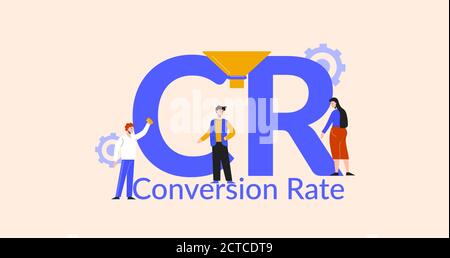 CR conversion rate illustration. Marketing optimization and business strategy for finding traffic on web sites. Stock Vector