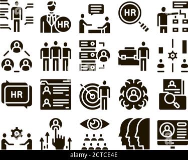 Hr Human Resources Glyph Set Vector Stock Vector