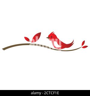 silhouette of Red bird logo vector design template Birds flying logo Vector illustration Stock Vector