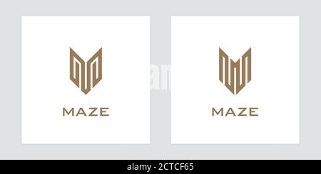 Letter v or m icons on white background. Abstract logo designs. Stock Vector