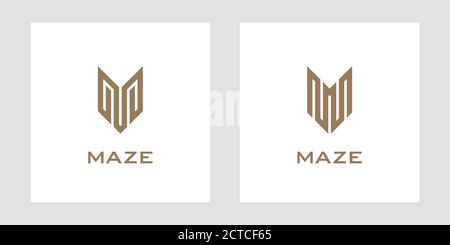 Letter v or m icons on white background. Abstract logo designs. Stock Vector