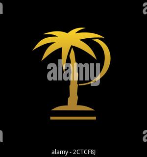 Great Logo Leters P palm leaf Icon Vector Design Illustrations Stock Vector