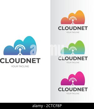 Cloud tech abstract logo template vector shape, network icon symbol Stock Vector