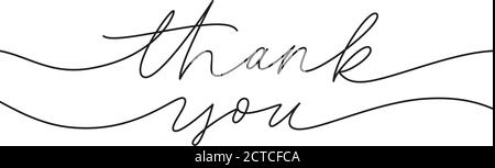 Thank you hand drawn vector modern calligraphy.  Stock Vector