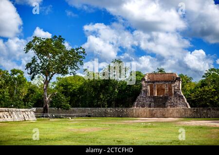 Breathtaking view of the Temple of the Bearded Man in Chichen Itza, Mexico Stock Photo
