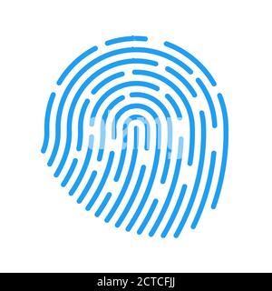 Blue fingerprint isolated on white background. Security scan for your device. Vector illustration. EPS 10. Stock Vector