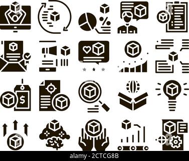 Product Manager Work Glyph Set Vector Stock Vector