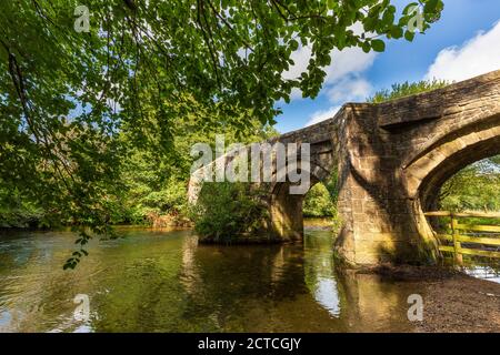 The Respryn Bridge over the River Fowey at Lanhydrock in Cornwall, England Stock Photo