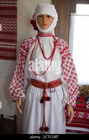 Mannequin in national embroidered shirt. Model of a Slavic woman. Stock Photo