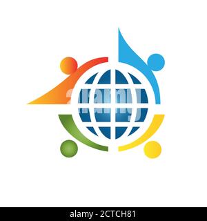 modern circle rounded connected unity colorful people community logo design vector illustrations Stock Vector