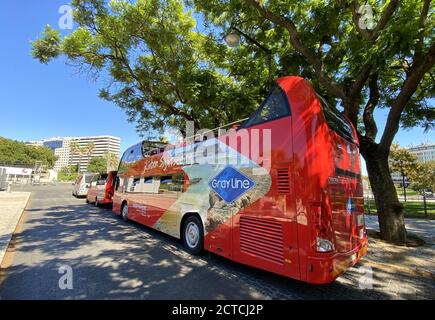 Lisbon, Lissabon, Portugal, 16rd August 2020.  Sightseeing bus for city tours © Peter Schatz / Alamy Stock Photos Stock Photo