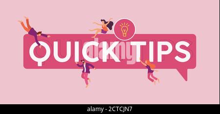 Quick tips illustration. Helpful solutions and suggestions newsletters and notes. Stock Vector