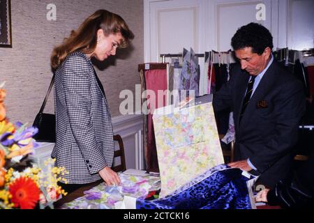 Queen Nour of Jordan official visit to Lyon, France, 1989 Stock Photo