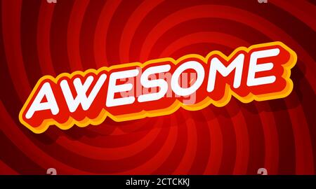 Awesome red and yellow text effect template with 3d type style and retro concept swirl red background vector illustration. Stock Vector