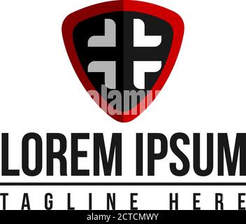 Abstract symbol red black emblem shield logo of security protection company Stock Vector