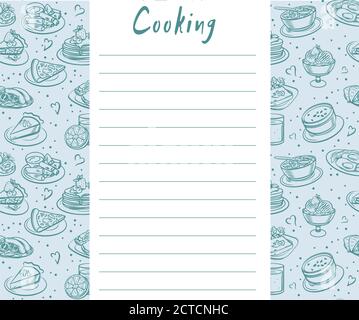 Design of recipes book. Hand drawn doodles objects food and utensils. Cookbook Stock Vector