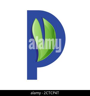Great Logo combination of Leters P and leaf Icon Vector Design Illustrations Stock Vector