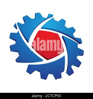 creative simple gear logo design and cogs vector for Sign of machine work design modern industry company logo icon illustration Stock Vector