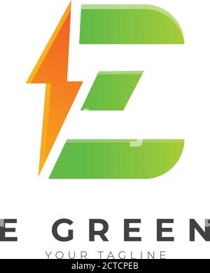 Abstract E Letter Electric Sign Logo Design Stock Vector