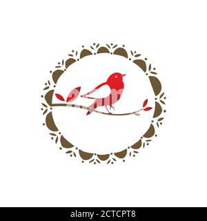 silhouette of Red bird logo vector design template Birds flying logo Vector illustration Stock Vector