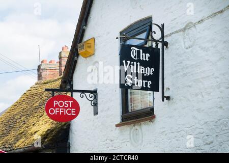 QUAINTON, UK - May 15, 2020. Traditional village store and Post Office sign, Buckinghamshire, UK Stock Photo