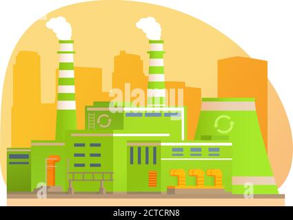 Green factory waste processing plant. Waste recycling. Stock Vector
