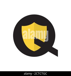 trendy Q logo initial with shield graphic concept in modern style vector icons illustrations Stock Vector