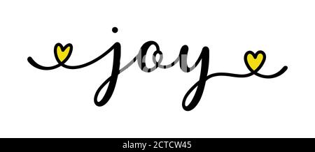 Hand sketched JOY word as banner. Lettering for poster, label, sticker, flyer, header, card, advertisement, announcement.. Stock Vector