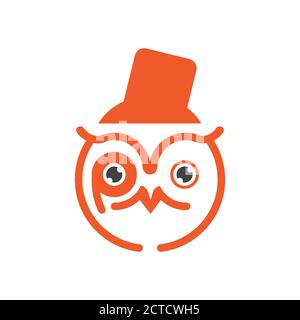 great custom head of owl logo design vector illustration symbol of knowledge concept Stock Vector