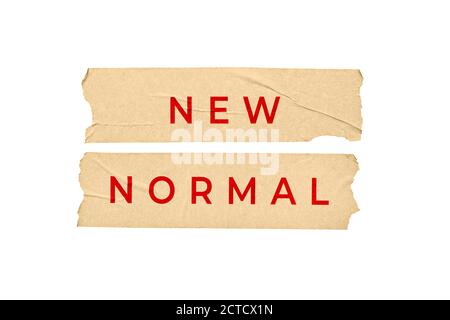 New normal concept. Tape stickers with text isolated on white background Stock Photo