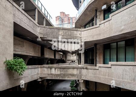 1933, Old Millfunis, a complex of restaurants and shops in a former slaughterhouse in the Hongkou District of Shanghai, China. Stock Photo