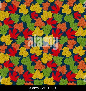 Falling autumn leaves seamless pattern. Vector illustration background Stock Vector