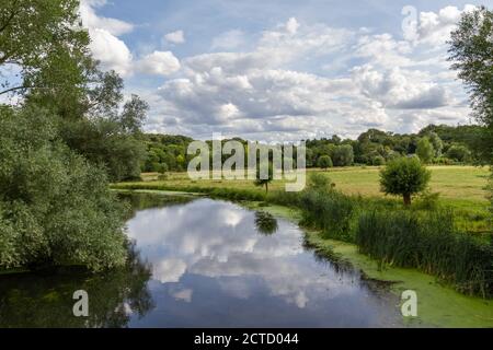 View over the River Stour in Sudbury, a market town in Suffolk, UK. Stock Photo