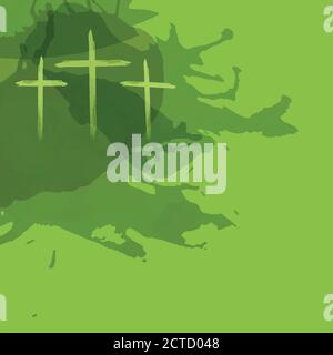Christian worship and praise. Crosses in watercolor style with empty space. Stock Vector