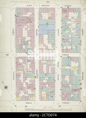 Manhattan, V. 1, Plate No. 22 west half Map bounded by W. Houston St., Wooster St., Spring St., Sullivan St., still image, Maps, 1884- - 1894 Stock Photo