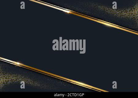 Abstract navy blue background with golden frame Stock Vector